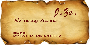 Jánossy Zsanna névjegykártya